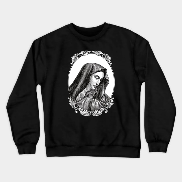 Vintage Virgin Mary Maria Portrait Crewneck Sweatshirt by Beltschazar